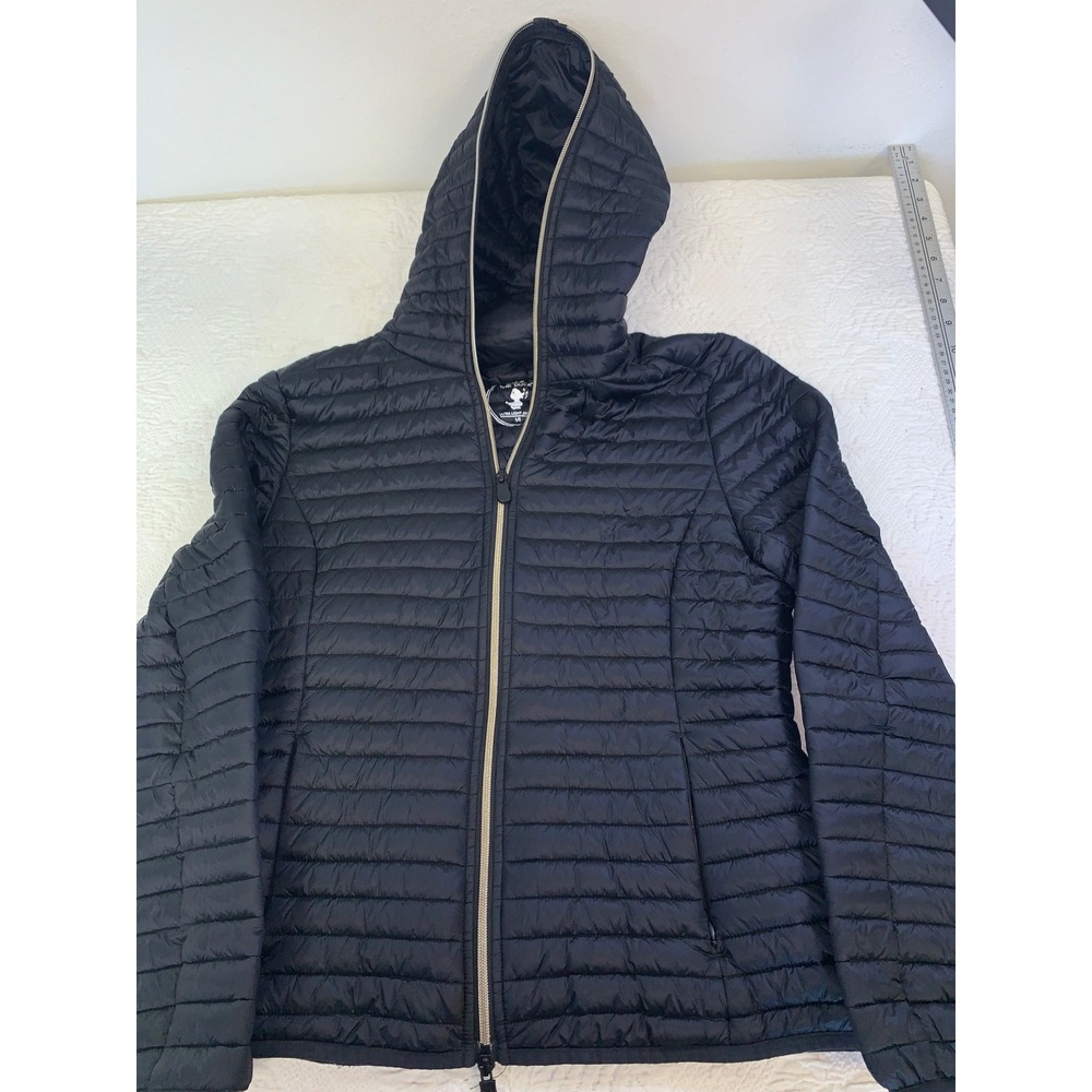 Save The Duck Womens Ultra‎ Light Puffer Jacket Black Hooded Plumtech Size 1 S